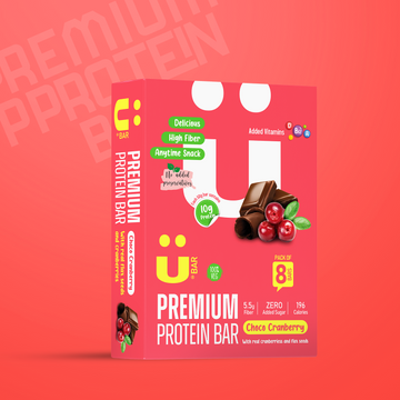 Premium Protein Bar - Choco Cranberry - Ubar - 10 Grams Protein in each 50 Grams Bar (Pack of 8, 400gm)